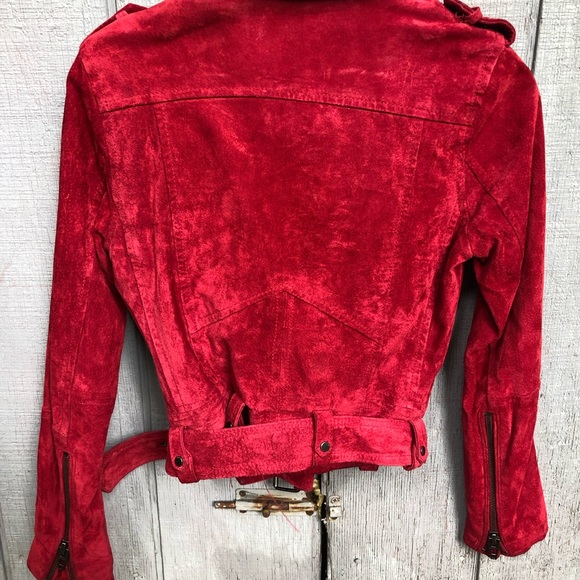 BLANK NYC Red suede leather moto jacket - Picture 3 of 5